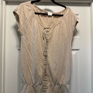 Motherhood Maternity Tan Cap Sleeve Tie Front Blouse